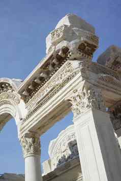 古老的城市废墟以弗所火鸡一天旅行在国外海外假期假期旅游挖掘仍然是历史土耳其石头文化建筑