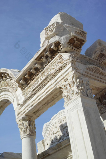 古老的城市废墟以弗所火鸡一天旅行在国外海外假期假期旅游挖掘仍然是历史土耳其石头文化建筑