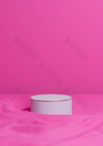 明亮的品红色的霓虹灯粉红色的呈现最小的产品显示奢侈品油缸讲台上站波浪纺织产品背景壁纸摘要作文金行