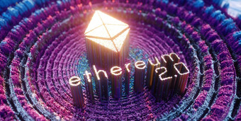 ethereum数字艺术标志象征cryptocurrency未来主义的插图proof-of-stake回来<strong>共识</strong>分片铆合