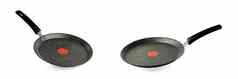 黑色的煎锅孤立的白色背景煎锅non-stick涂层红色的温度指示器隔离影子