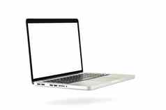 移动PC徘徊在空气铸造影子白色孤立的背景白色屏幕复制空间电脑孤立的白色背景