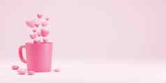 爱概念设计杯心粉红色的背景渲染