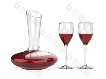 玻璃<strong>水瓶</strong>眼镜红色的酒