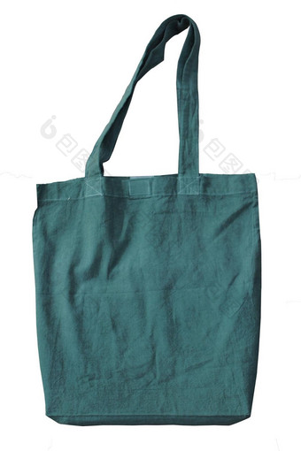 绿色空白棉花手提包袋可重用的棉花可重用的手提包袋隔离白色背景剪裁路径