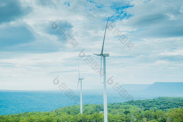 泰国考县风力发电场自然风光全景