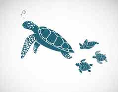 向量海龟家庭设计白色背景容易可编辑的分层向量插图海底动物