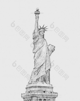 雕像自由手画风格铅笔草图
