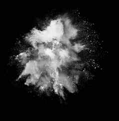 黑色的白色胡里节油漆粉爆炸孤立的黑色的背景