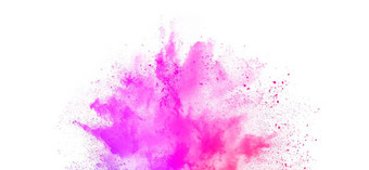 粉红色的胡里节油漆粉爆炸孤立的白色背景