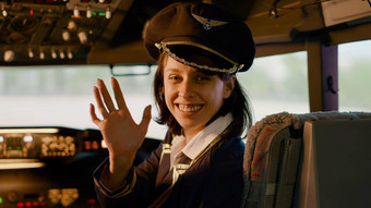肖像女人航空公司<strong>副驾驶</strong>员命令飞飞机