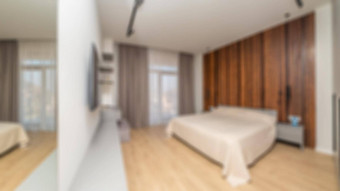 散焦模糊照片奢侈品现代卧室酒店公寓室内设计完美的背景