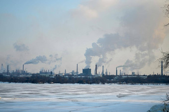 吸烟植物冻河工业景观城市污染生产
