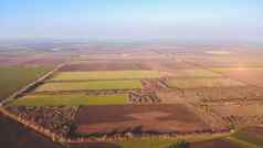 农村农场绿色棕色（的）农业字段空中照片