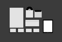 黑色的白色灰色的颜色模型文具模板品牌识别灰色背景信封表纸