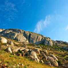 全景景观视图山角小镇南非洲夏天假期假期风景优美的山风景新鲜的绿色植物区系日益增长的远程区域
