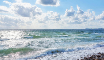 海岸卡特加特海峡海尔基纳斯丹麦海洋波洗空海<strong>滩海</strong>岸平静和平天堂夏天海景天空放松有趣的假期在国外旅行假期海外