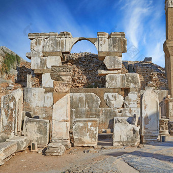 古老的城市废墟以弗所火鸡一天旅行在国外海外假期假期旅游挖掘仍然是历史建筑石头土耳其历史文化