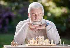 位运气位逻辑拍摄高级男人。玩游戏国际象棋