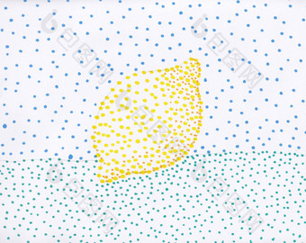 手画柠檬插图色彩斑斓的背景pointilism