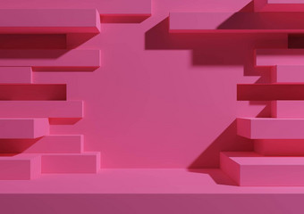 明亮的品红色的霓虹灯粉红色的呈现产品显示讲台上站摘要砖墙门户网站产品摄影最小的简单的几何背景壁纸奢侈品难看的东西产品