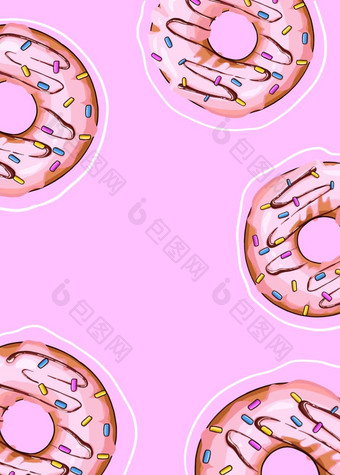 背景图像甜蜜的多汁的甜甜圈粉红色的背景