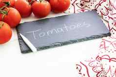 新鲜的西红柿黑板标志