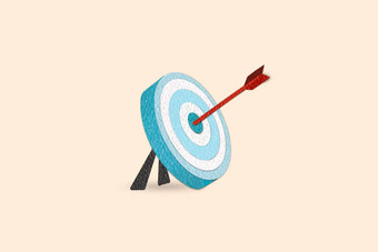 纸减少风格最小的蓝色的箭头打击中心目标比喻目标成功业务目标成就