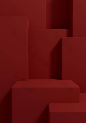明亮的栗色黑暗红色的呈现产品显示壁纸讲台上站好前奢侈品产品简单的最小的摘要几何产品摄影背景