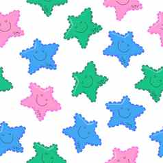 无缝的夏天模式粉红色的蓝色的绿色海星类
