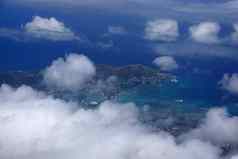 空中视图kuapa池塘夏威夷或小镇portlock云太平洋海洋