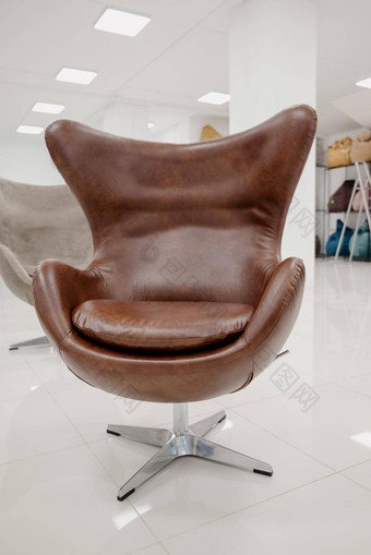 棕色（的）皮革扶手椅家具展厅展厅现代软垫家具