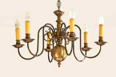 优雅的古董挂灯大门厅餐厅房间金蜡烛照明对象皇家维多利亚时代室内风格设计黄铜吊灯挂光灯泡