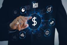 ROI返回投资虚拟屏幕互联网业务金融大数据技术概念