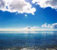 复制空间海多云的天空背景地平线平静海洋水域海滩托里松树三迭戈加州雄伟的和平风景优美的景观放松度假