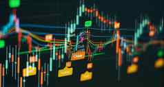 价格图指示器红色的绿色烛台图表蓝色的主题屏幕市场波动趋势股票交易加密货币背景