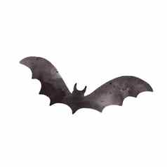黑色的蝙蝠水彩万圣节孤立的白色背景可怕的插图