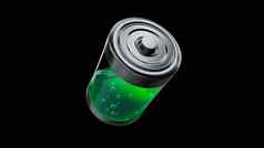 渲染生态电池负责绿色液体充电水平指标黑色的背景
