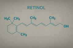 维生素视黄醇分子纸纹理背景骨骼公式维生素埋地文本绿色黄色的