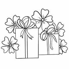 手画花花叶子插图黑色的白色优雅的婚礼点缀行艺术极简主义纹风格设计夏天春天自然分支树叶开花