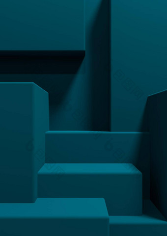 黑暗蒂尔阿卡蓝色的插图简单的最小的产品显示背景一边视图摘要广场讲台上站产品摄影壁纸奢侈品产品