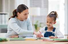 妈妈指导种类年轻的妈妈。帮助女儿家庭作业首页