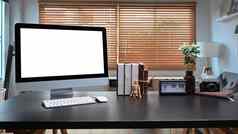 模拟电脑白色屏幕黑色的表格现代首页办公室