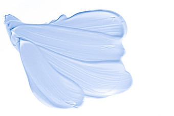 柔和的蓝色的美斯沃琪护肤品化妆化妆品产品样本纹理孤立的白色背景化妆涂抹奶油化妆品涂片油漆刷中风