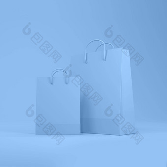 购物袋蓝色的背景空间文本设计