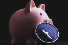 储蓄钱旅行小猪银行指南针筹款旅游