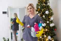 一般清洁冬天假期圣诞节一年专业管家服务清洁夫人统一的手套