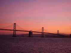 三旧金山一边湾桥市中心三旧金山黄昏