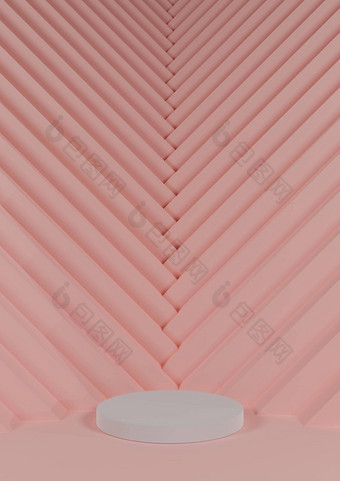 柔和的光红色的大马哈鱼粉红色的呈现简单的最小的产品显示油缸站三角形楼梯模式背景指出产品