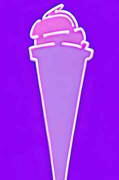 色彩斑斓的霓虹灯光标志冰奶油商店
